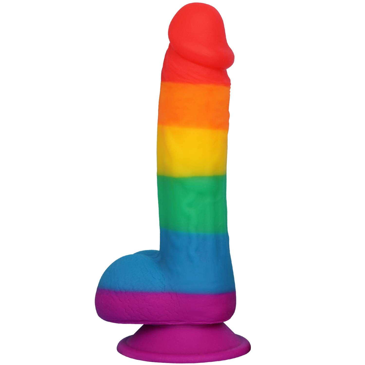 Realistic Dildo for Adult Sex Toys Liquid Silicone Material Strong Suction Cup Hands-Free Play 2 Balls(Rainbow): 7.5 Inch