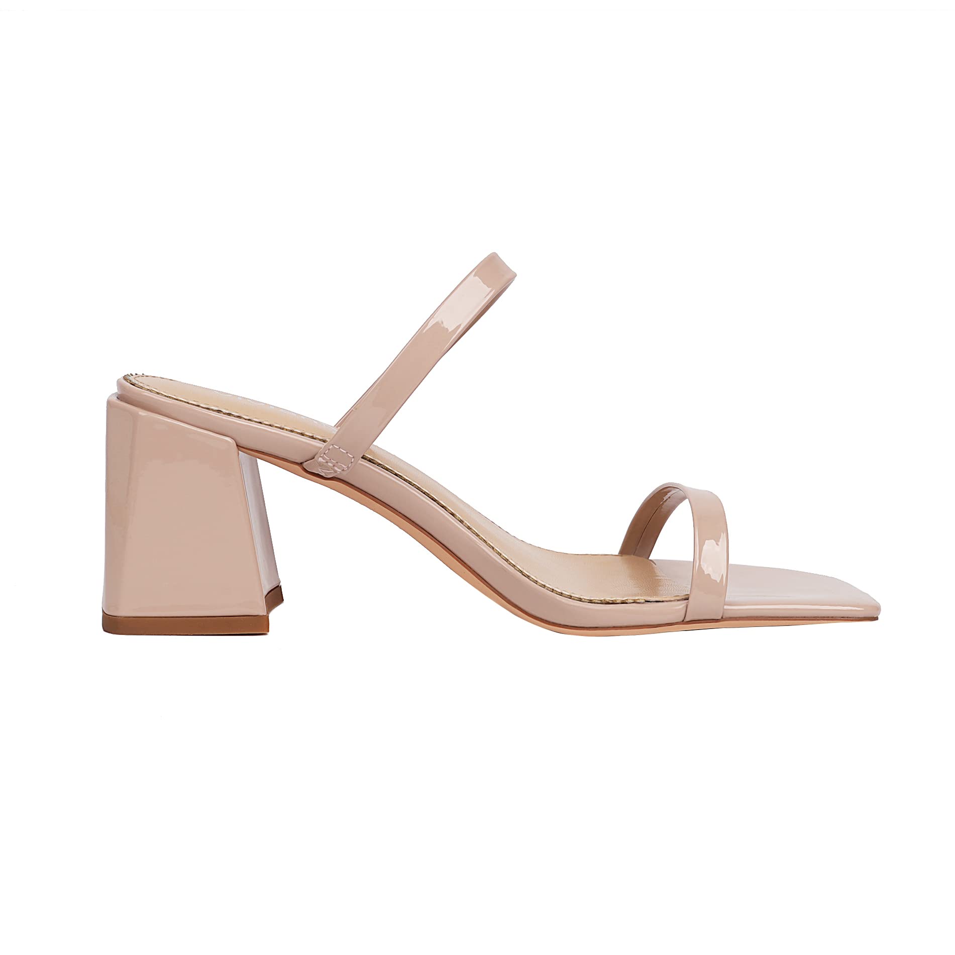 vivianly Women's Low Block Heels Sandal Square Open Toe Chunky High Heels Slip on Heeled Sandals Mules Slide for Party Wedding Dress Shoes thumbnail 4