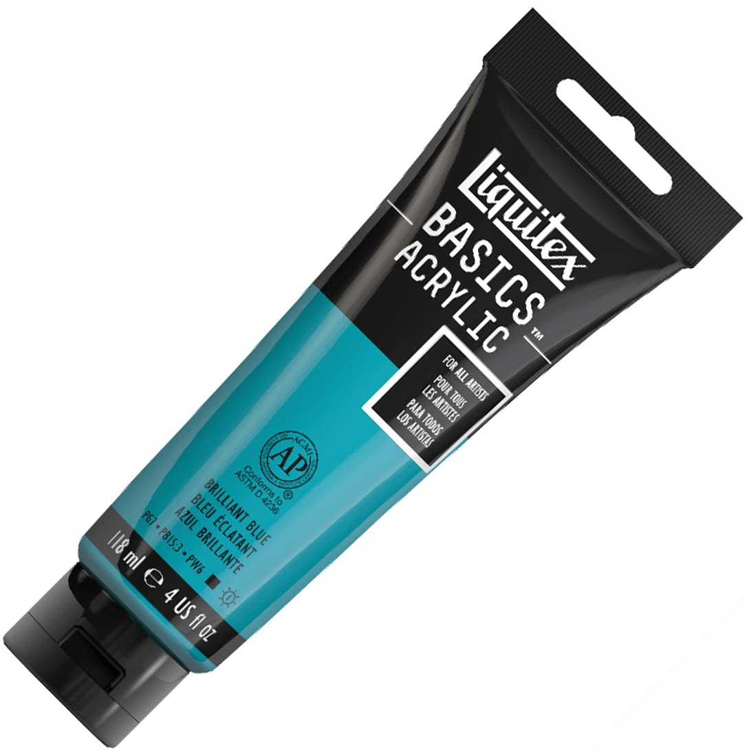 Liquitex BASICS Acrylic Paint, 118ml (4-oz) Tube, Brilliant Blue: Brilliant Blue 4 Fl Oz (Pack of 1)