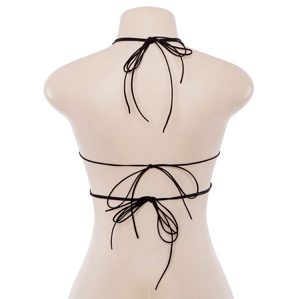 YYUNANG Women's Cut Out Lace-Up Sexy Bra,Star Bra Crop Top Star Bikini Top Lace Up Halter Bralette Bandeau Camisole: Black