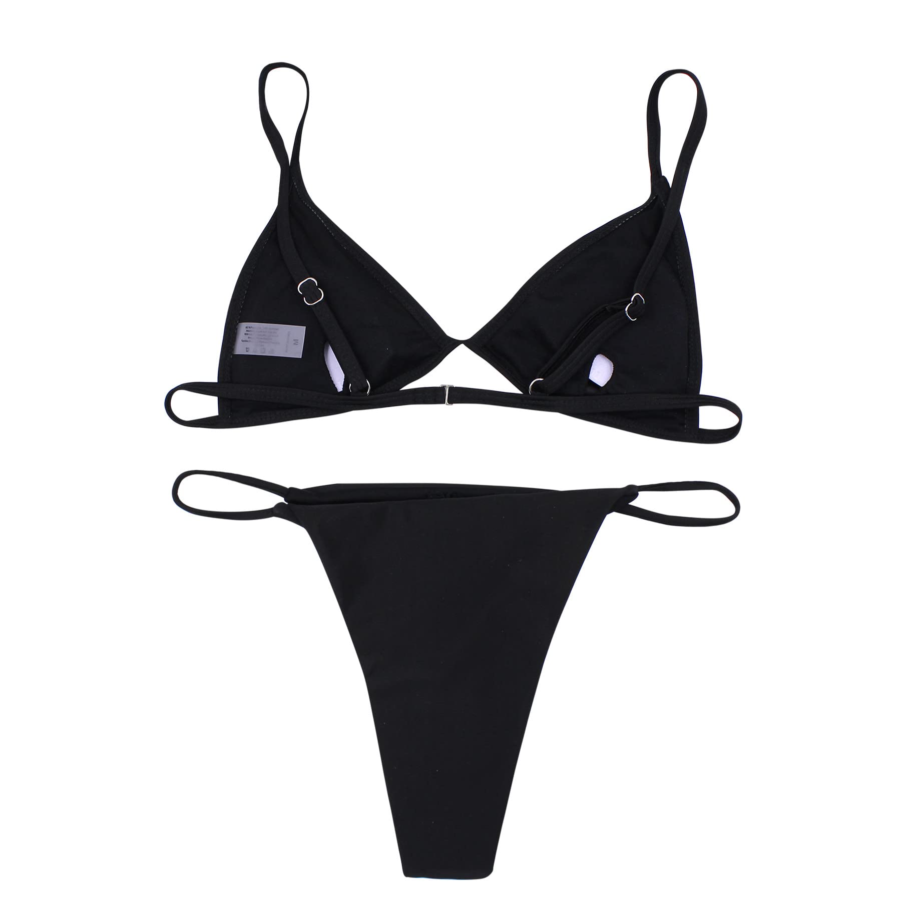 ZGMYC Women Funny Skull Letter Print Goth Bikini Set 2 Piece Neon Bandeau Swimsuit: Small Black Letter Pattern