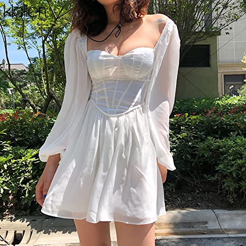 GGOOB Cottagecore Dress Corset Dress for Women Fairy Clothes: Large