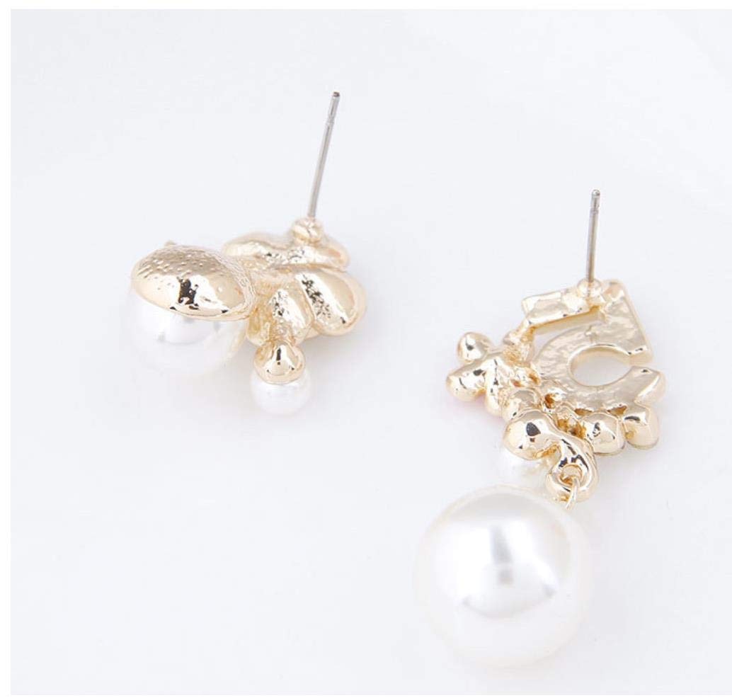Faux Imitation Pearl White Black Floral Dangle Drop Earrings Studs thumbnail 6