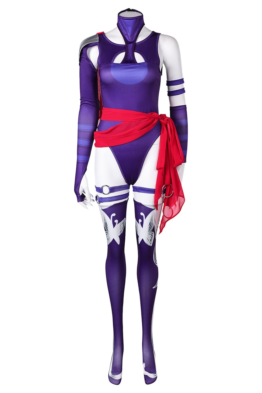 Psylocke Cosplay Costume Superhero Sai Full Set Adult Women Jumpsuit Halloween Carnival Party Suit: Purple X-Small