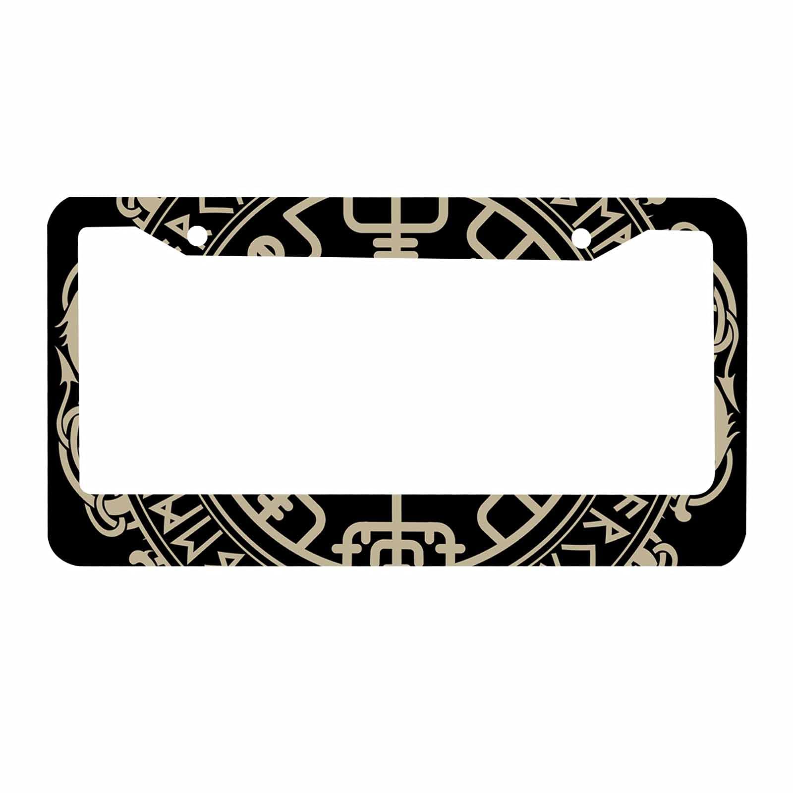 Nicokee Decorative License Plate Frame Black Celtic Viking Car Tag Frame Aluminum Auto License Plate Holder for Men Women: Multi-0014 12 x 6 Inch