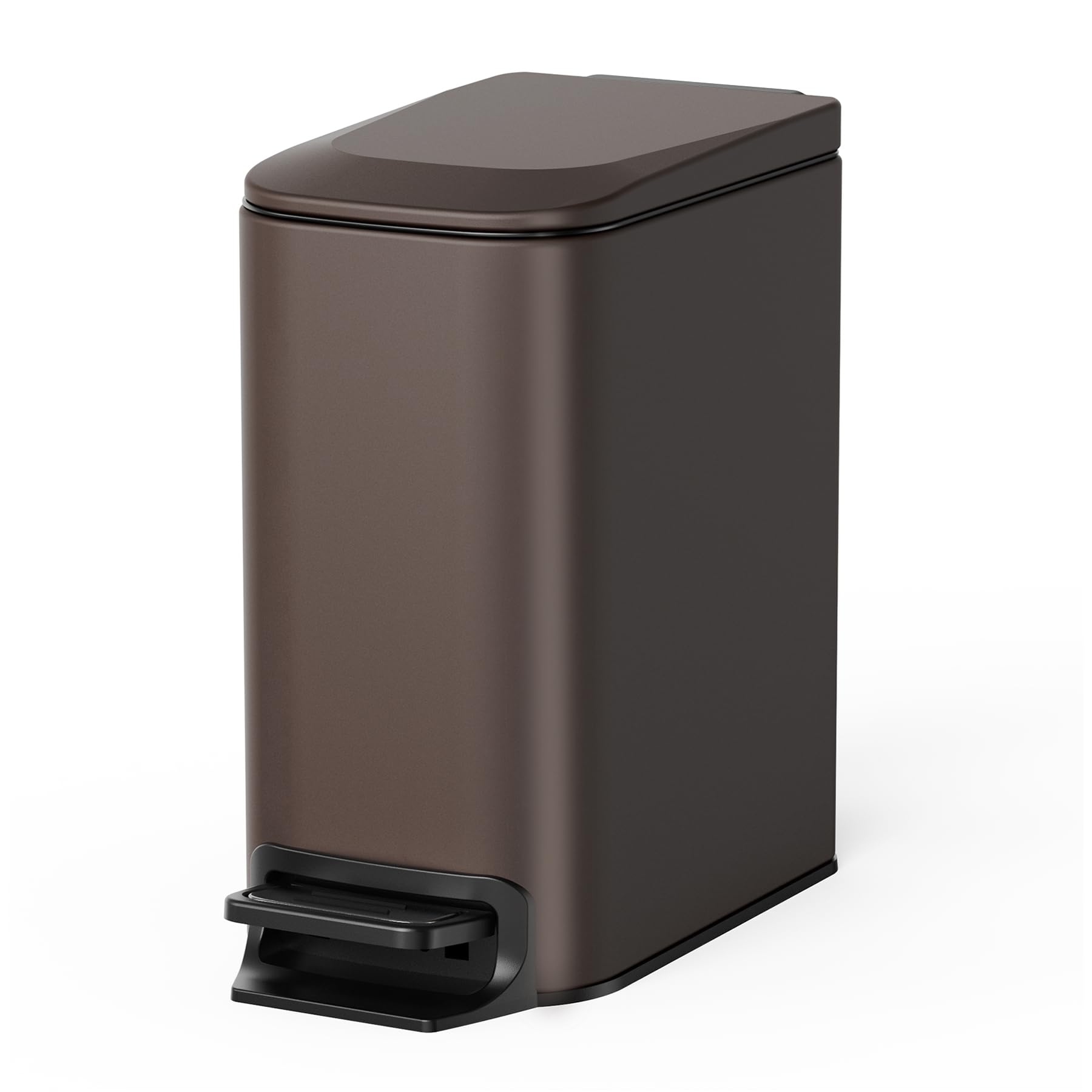 Cesun Small Bathroom Trash Can with Lid Soft Close, Step Pedal, 6 Liter / 1.6 Gallon Stainless Steel Garbage Can with Removable Inner Bucket, Anti-Fingerprint Finish (): Brown