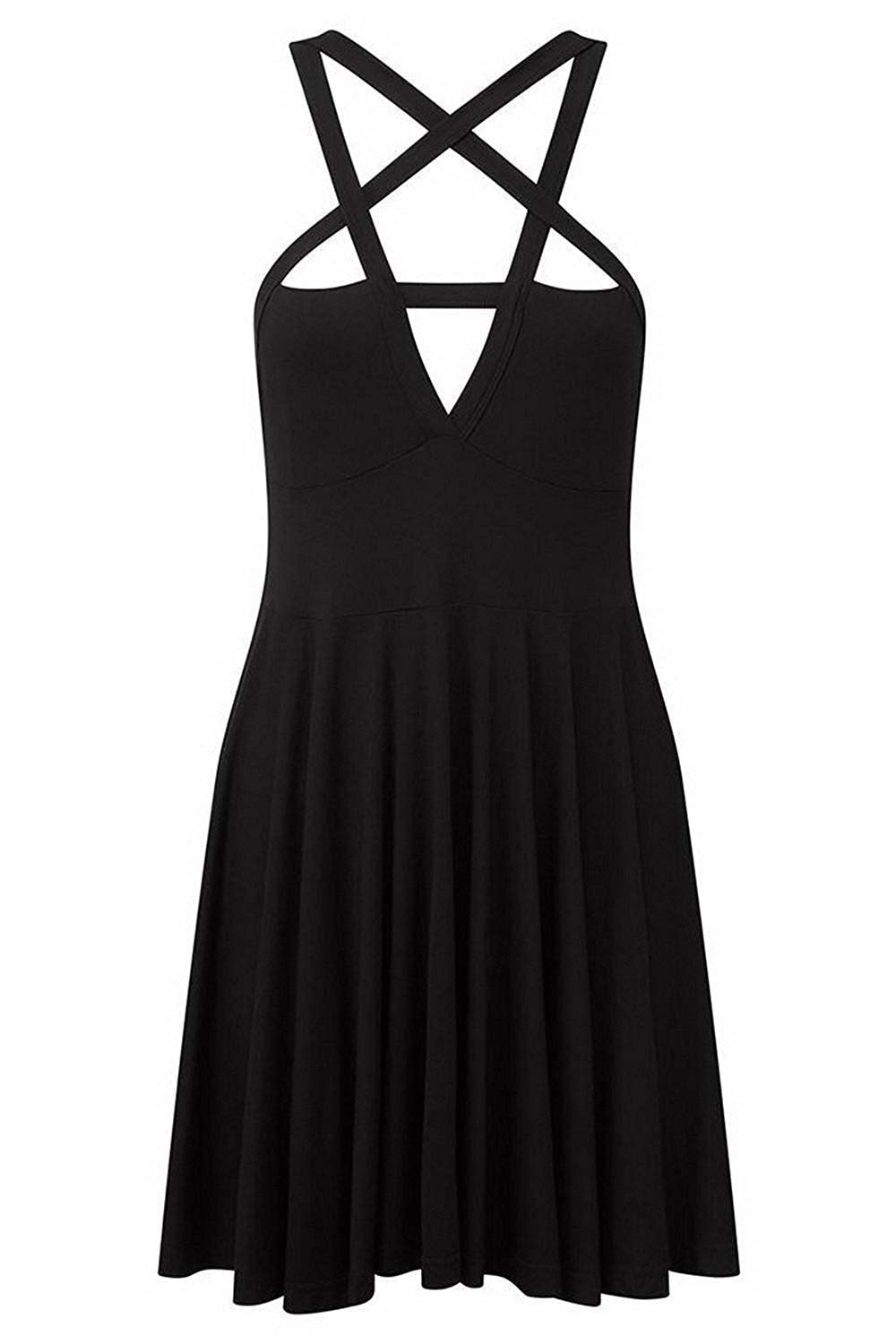 Fashion Dress Gothic Vintage Romantic Casual Goth Dress for Women: Small Black