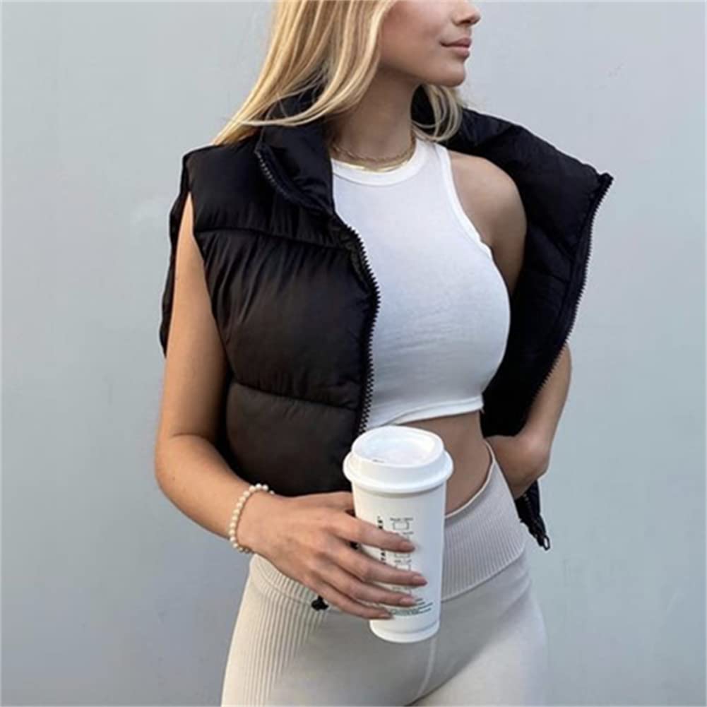 KEOMUD Women's Winter Crop Vest Lightweight Sleeveless Warm Outerwear Puffer Vest Padded Gilet: KEOMUD Women's Winter Crop Vest Lightweight Sleeveless Warm Outerwear Puffer Vest Padded Gilet