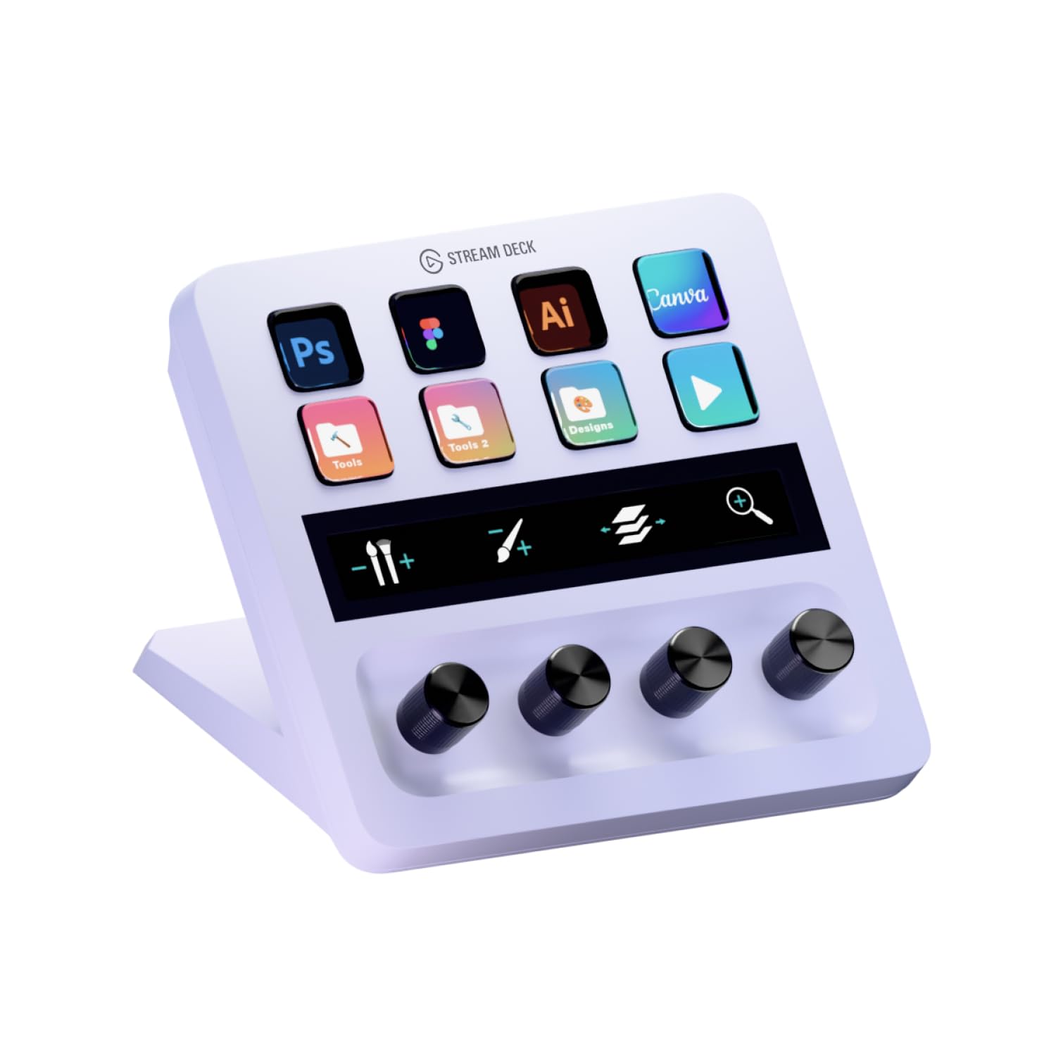 Elgato Stream Deck +, Audio Mixer, Production Console and Studio Controller for Content Creators, Streaming, Gaming, with customizable touch strip dials and LCD keys, works with Mac and PC: White Stream Deck +