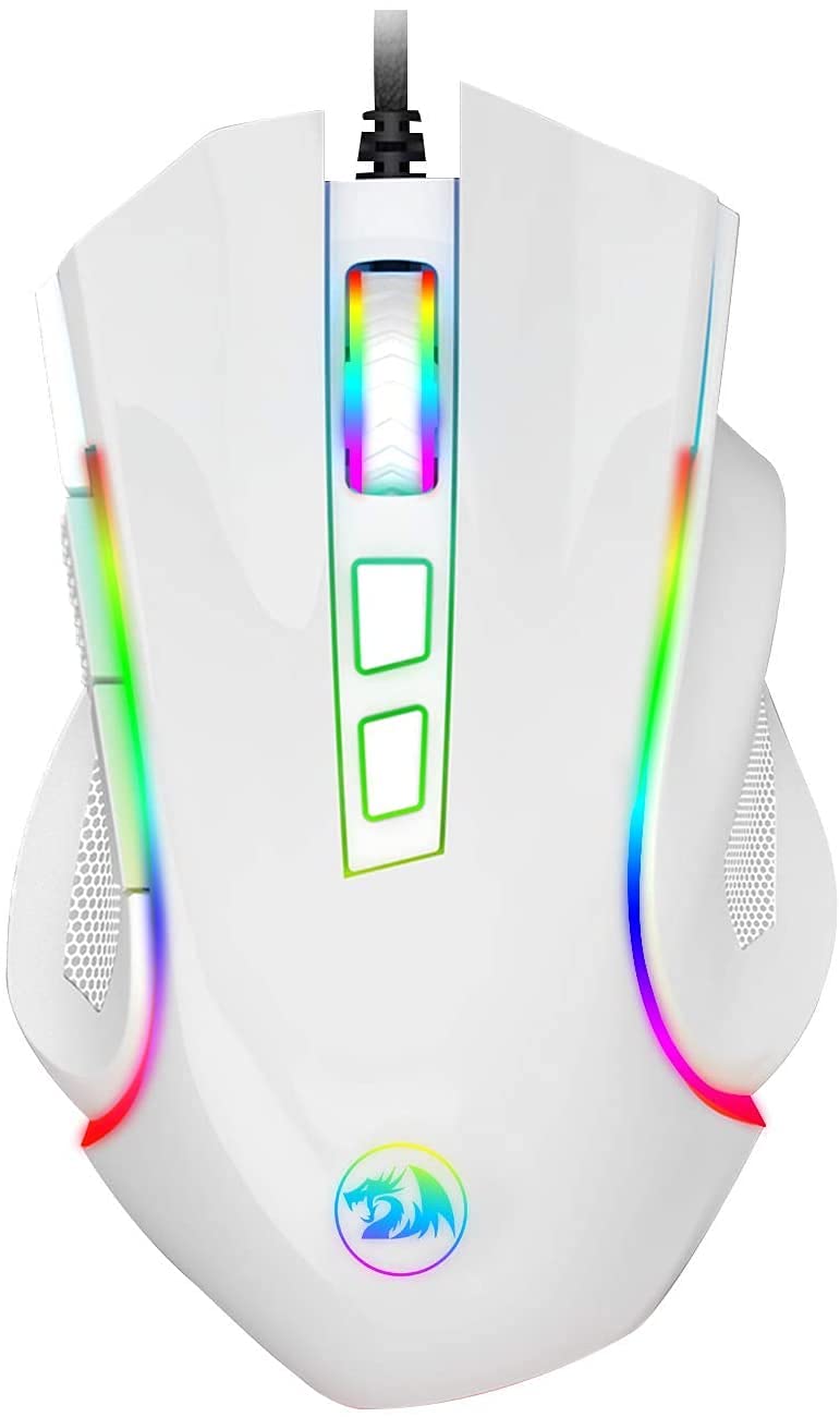 Redragon M602 RGB Wired Gaming Mouse RGB Spectrum Backlit Ergonomic Mouse Griffin Programmable with 8 Backlight Modes, Up to 7200 DPI for Windows PC Gamers (White): M602-W White