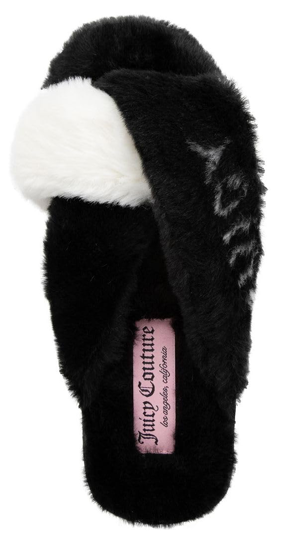 Juicy Couture Women's Slide Sandals With Faux Fur Slipper Sandals, Furry Slides, Womens Slip On Slippers: Juicy Couture Women's Slide Sandals With Faux Fur Slipper Sandals, Furry Slides, Womens Slip On Slippers