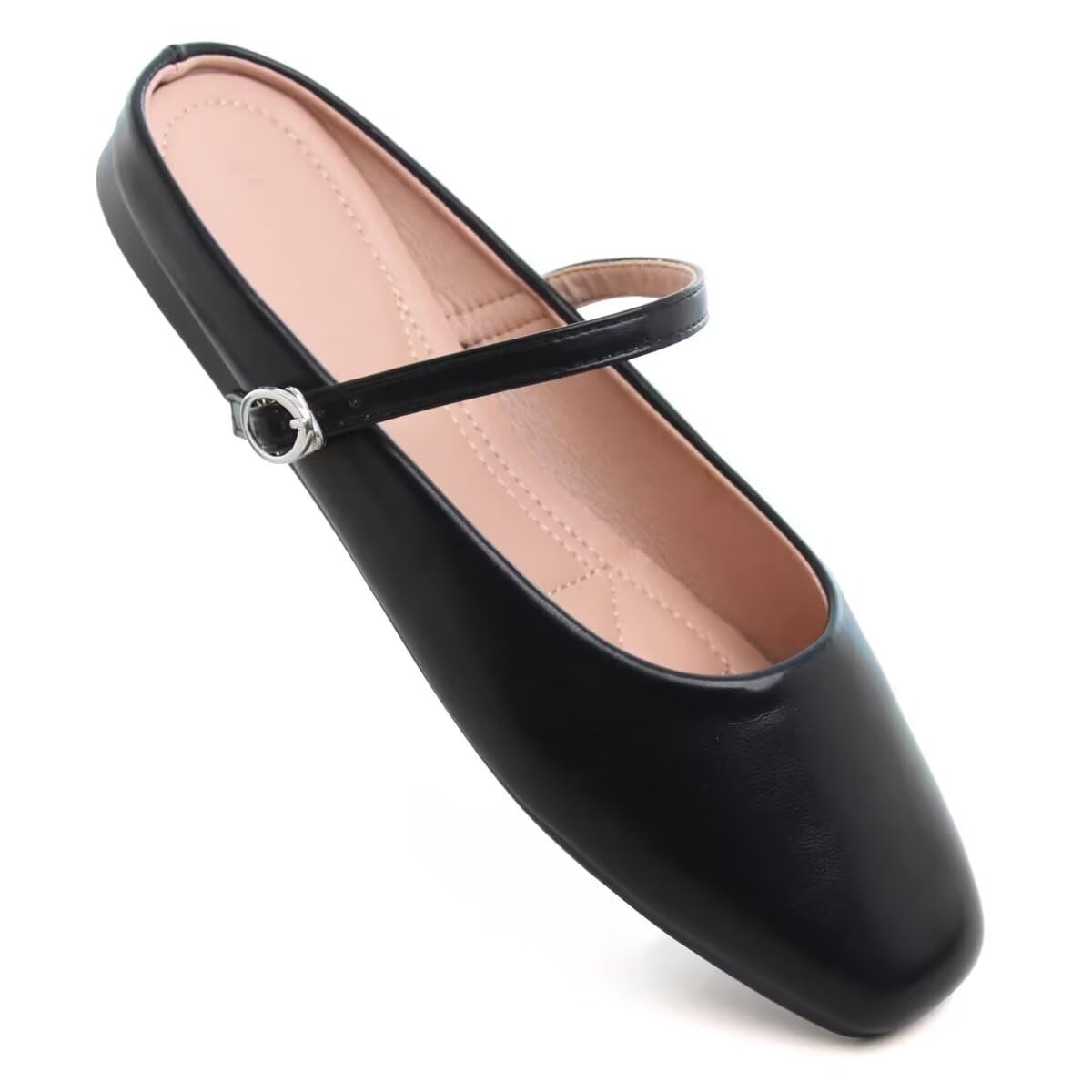 VFDB Women Mules Elegant Dressy Flats Closed Toe Microfiber Leather Shoes Adjustable Buckle Strap Mary Jane Casual Office Shoes thumbnail 7