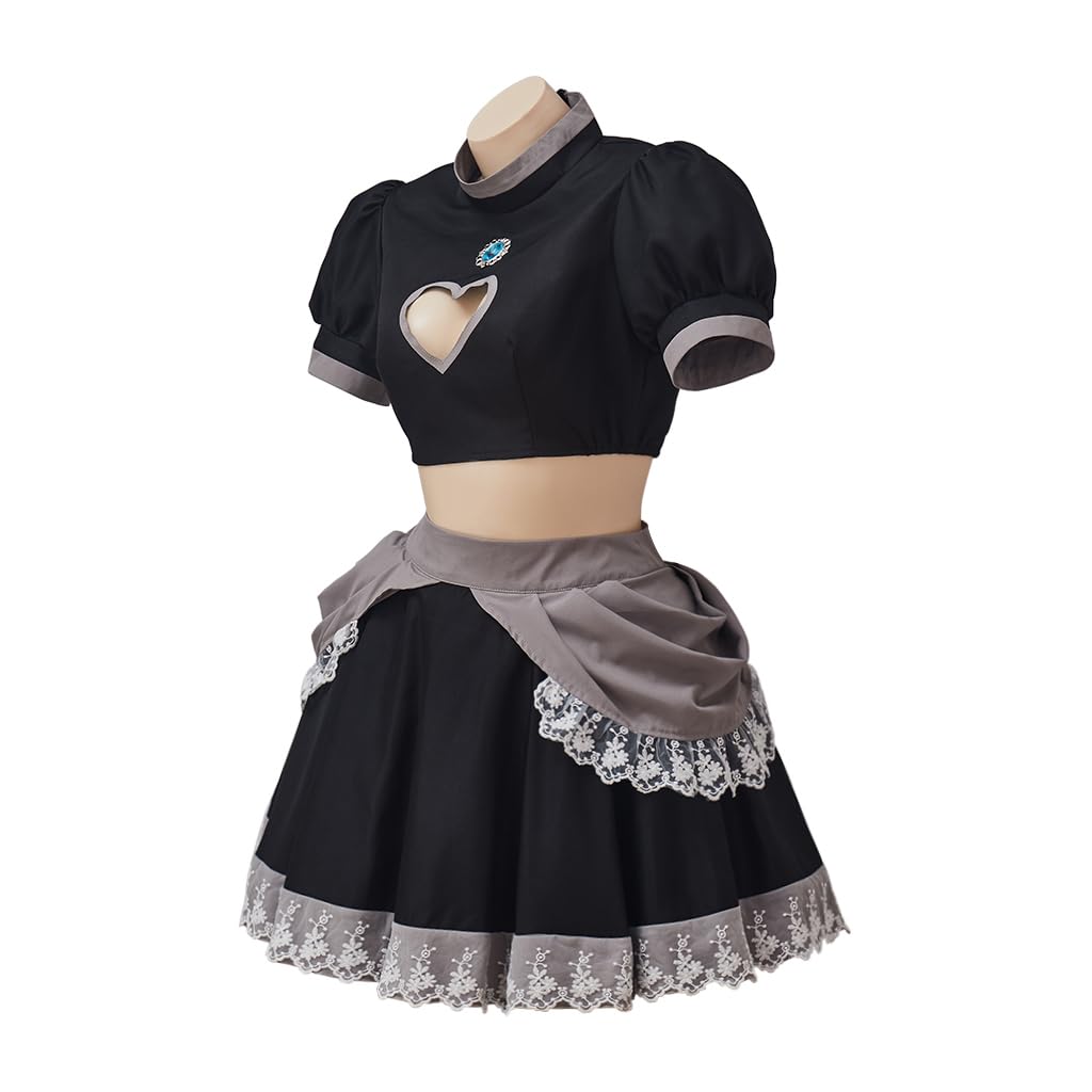 Willyacos Bowsette Cosplay Dress Sexy Black Short Princess Bowsette Cosplay Costume Dress Tops Skirts Outfit for Adult Women: Small Black