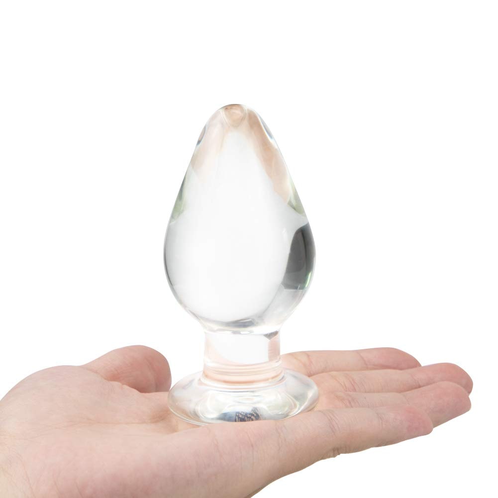 FST Large Anal Plug Crystal Mushroom Shape Butt Plug Glass Massage Bum Plug Sex Toys for Women Men Masturbation Transparent: M(5*10cm)