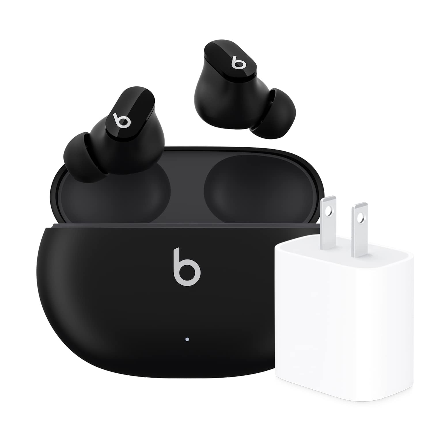 Beats Studio Buds - True Wireless Noise Cancelling Earbuds - Compatible with Apple & Android, Built-in Microphone, IPX4 Rating, Sweat Resistant Earphones, Class 1 Bluetooth Headphones - Sunset Pink: Beats Studio Buds in Black with Apple 20W USB-C Power Adapter