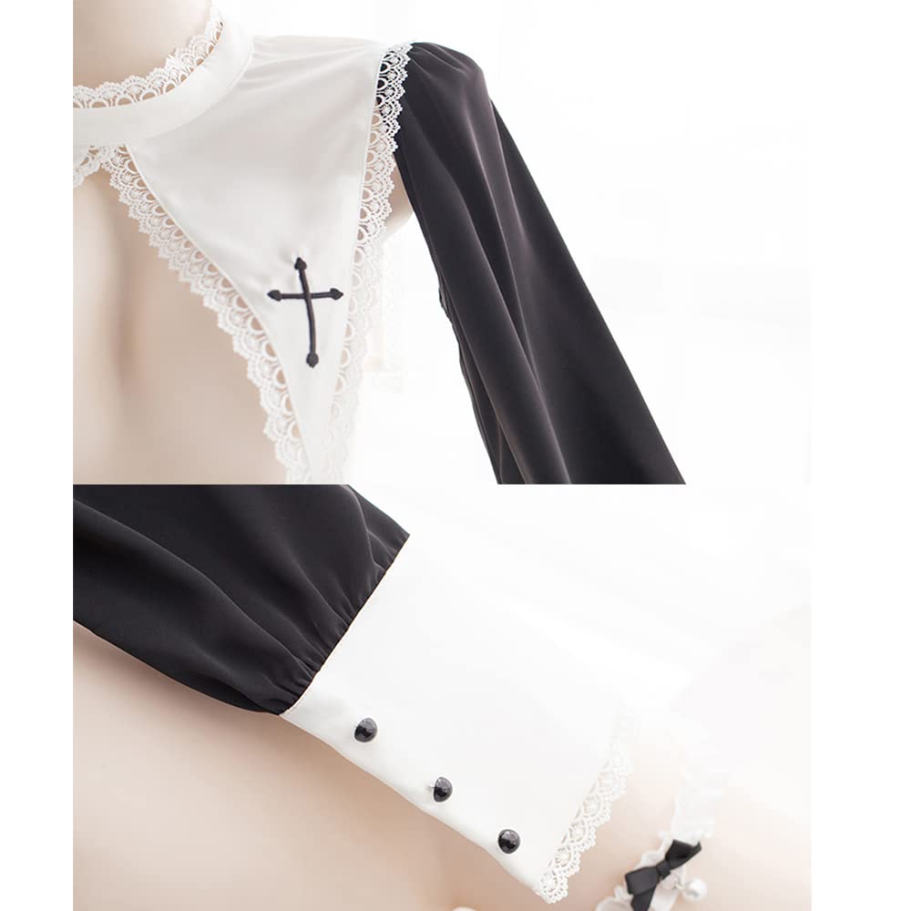 JasmyGirls Kawaii Lingerie Sexy Bad Nun Cosplay Costume Devil Anime Bikini Maid Roleplay Outfit Japanese Lolita Bra and Panty Set Black: JasmyGirls Kawaii Lingerie Sexy Bad Nun Cosplay Costume Devil Anime Bikini Maid Roleplay Outfit Japanese Lolita Bra and Panty Set Black