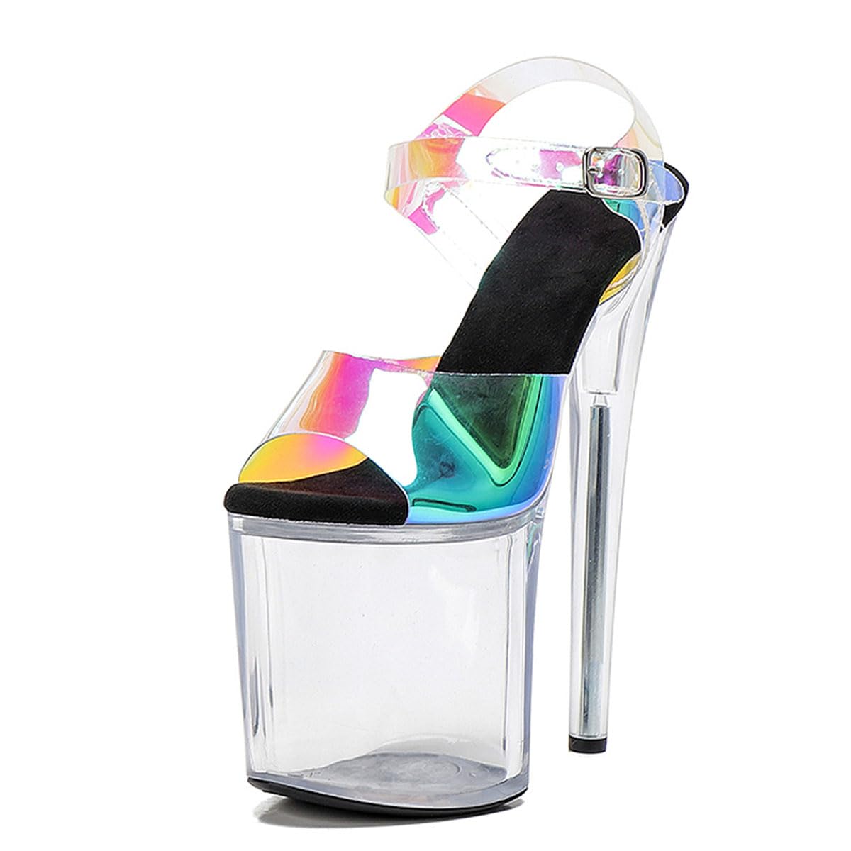 WUXIN H&P Women's Clear Platform Exotic Pole Dance Ankle-Strap Sandal 8 Inch Round Toe Fashion Model Sexy Stiletto Custom Dress shoes High Heel