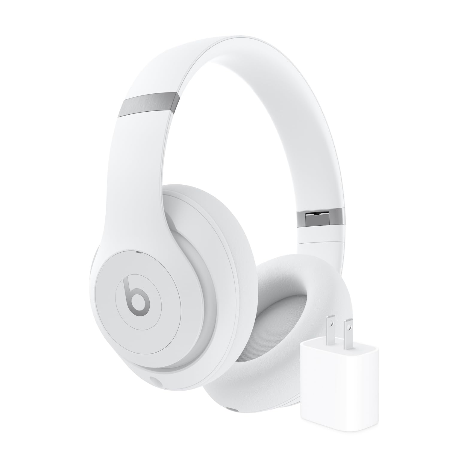 Beats Studio Pro x Kim Kardashian - Bluetooth Noise Cancelling Headphones with AppleCare+ (2 Years) - Moon: Matte White Studio Pro &amp; Power Adapter Without AppleCare+