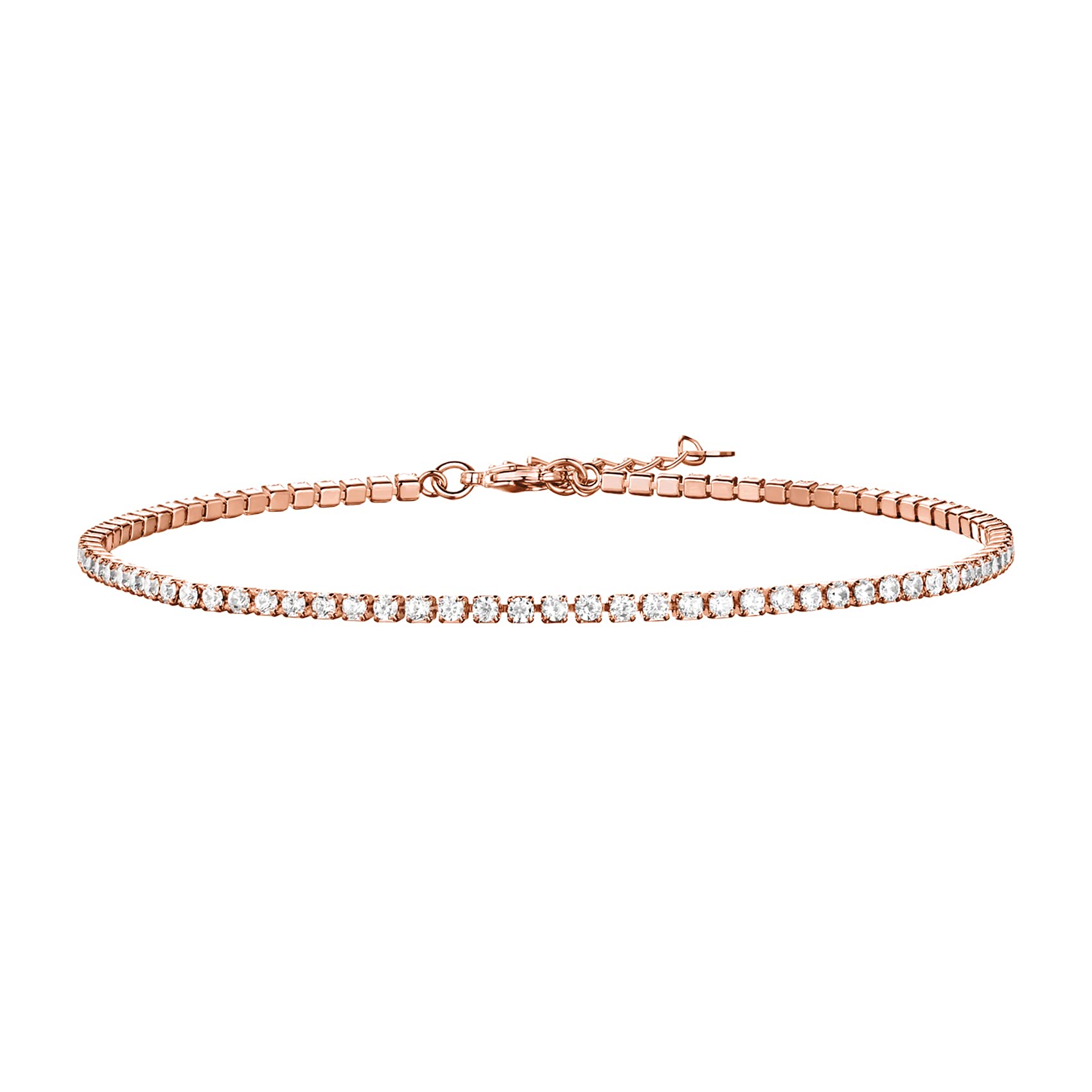 PAVOI 14K Gold Plated Tennis Anklets for Women | Tennis Ankle Bracelet for Women: Rose Gold