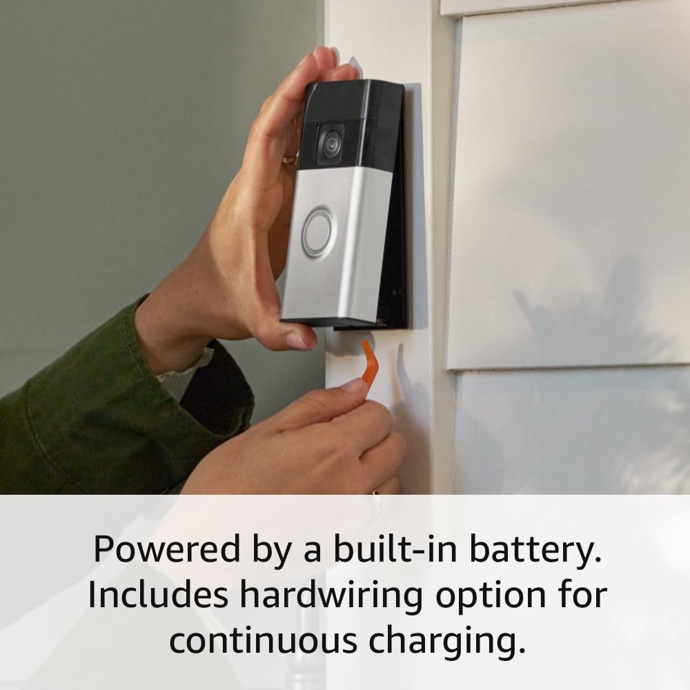 Ring Battery Doorbell, Head-to-Toe Video, Live View with Two-Way Talk, and Motion Detection & Alerts (2024 release), Venetian Bronze: Satin Nickel 1 Doorbell