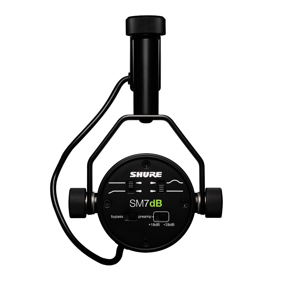 Shure  Microphone - Vocal Dynamic Studio Mic for Broadcast, Podcast, Recording, Gaming & Streaming, XLR, Rugged Construction, Detachable Windscreen, Smooth Sound, Warm Vocals, Wide-Range Frequency: SM7dB (Built-In Preamp)
