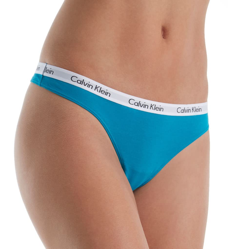 Calvin Klein Women's Carousel Logo Cotton Stretch Thong Panties, 3 Pack: Black/White/Grey Small