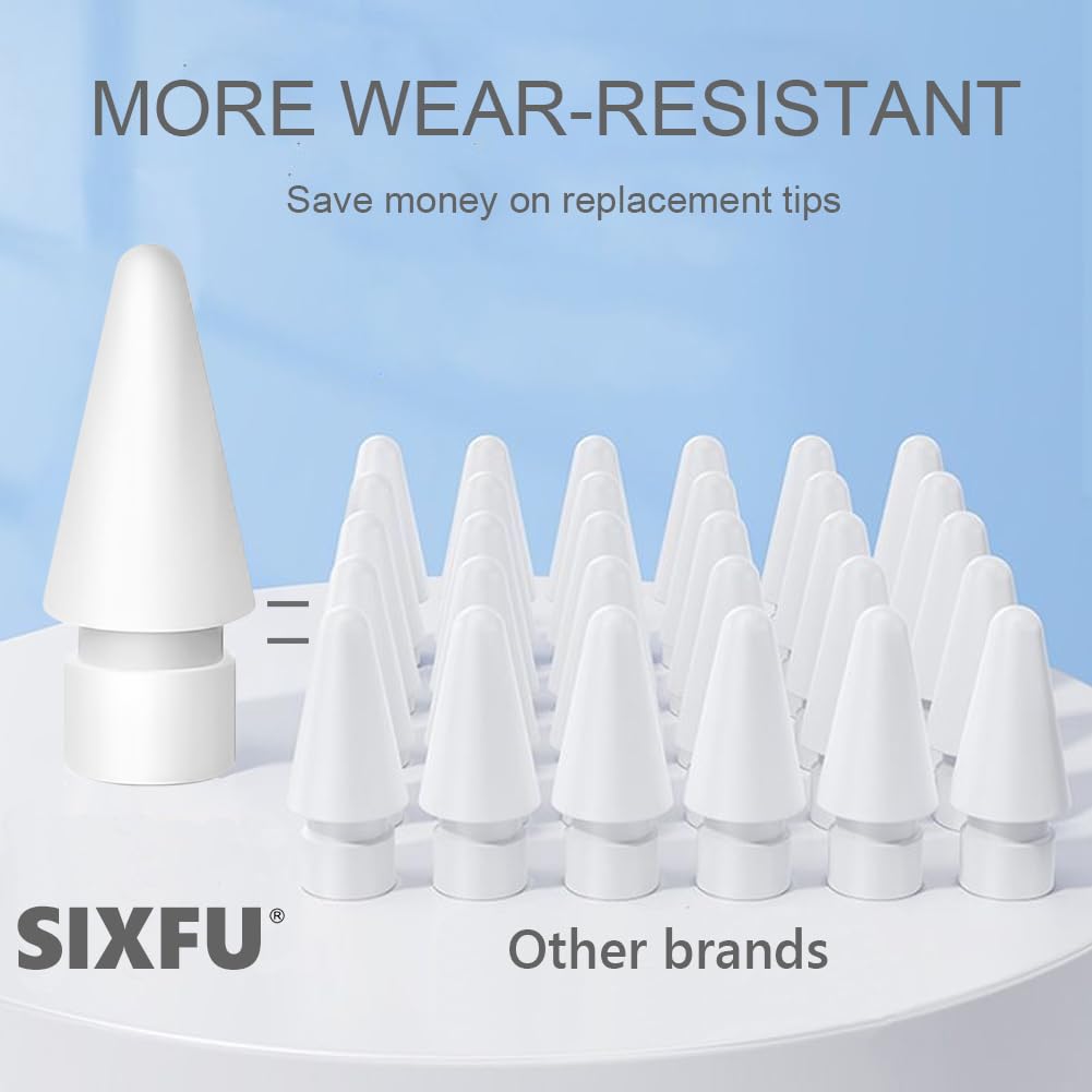 SIXFU Replacement Tips for Apple Pencil 2nd Generation/ 1st Generation Tips, iPencil Nibs Accessories for iPad Pro Pencil 2/1 Gen(4 Pack)