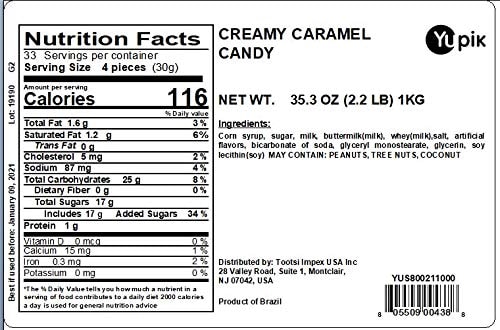 Yupik Creamy Caramels, 2.2 lb (35.2 oz), Gluten-Free, Individually Wrapped, Semi-Soft Candies, Caramel & Vanilla Flavor, Sweet Candy, Delicious Snacks, Ideal for Gifting, Halloween & Holidays thumbnail 2