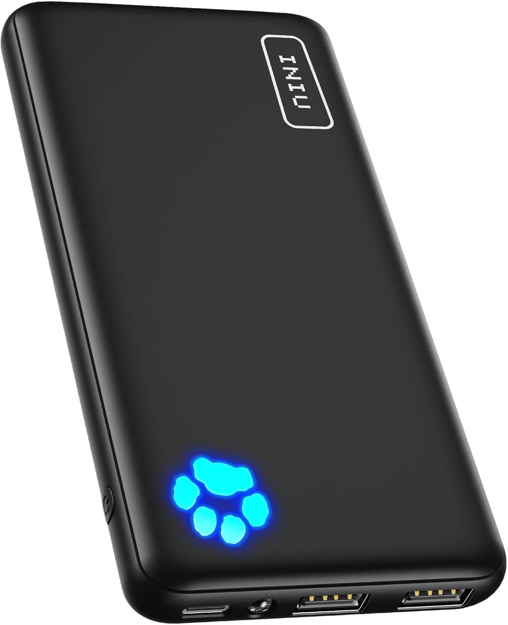 INIU Portable Charger, Slimmest 10000mAh 5V/3A Power Bank, USB C in&out High-Speed Charging Battery Pack, External Phone Powerbank Compatible with iPhone 16 15 14 13 12 Samsung S22 S21 Google iPad etc: Classic Size Black
