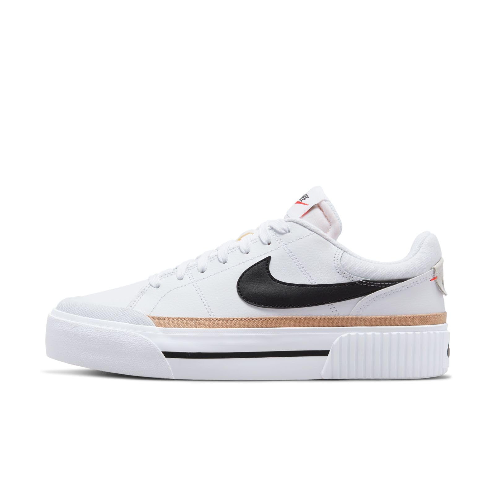 Nike Women's Low-Top Sneakers: 7.5 White/Black-hemp-team Orange