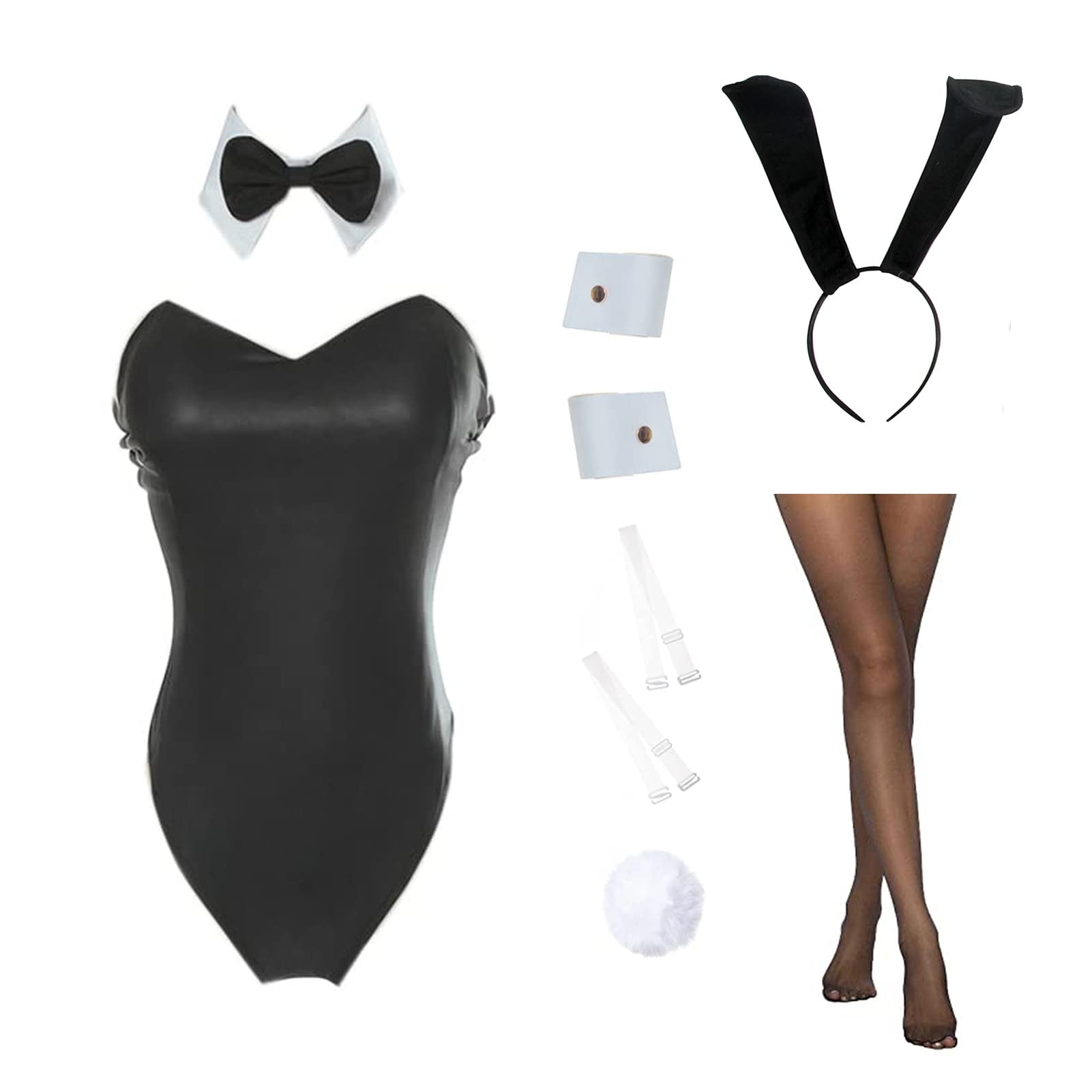 CR ROLECOS Bunny Costume Women Bunny Girl Senpai Cosplay One Piece Bodysuit: Small Black Bunny