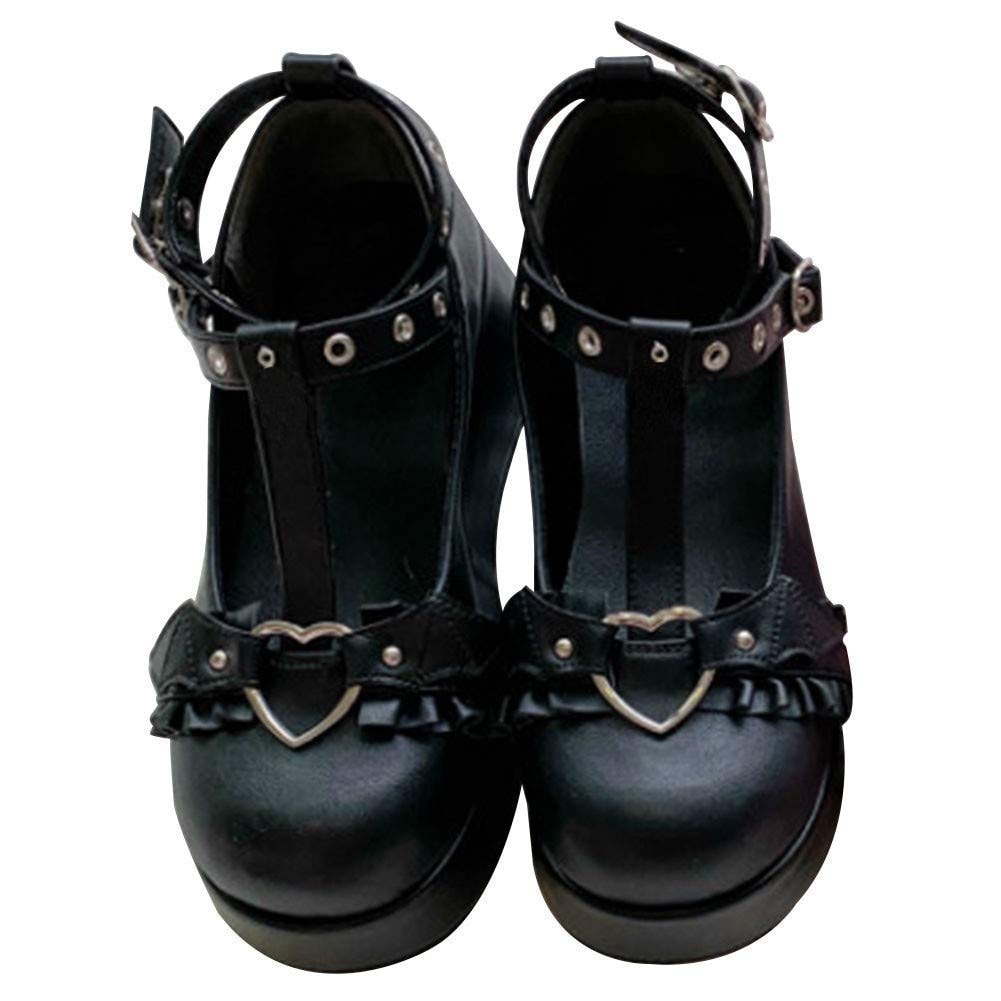 CELNEPHO Mary Jane Shoes Women Cute Ankle Strap Platform Wedge High Heel Pumps Gothic Party Dress Shoes for Women - Image 1
