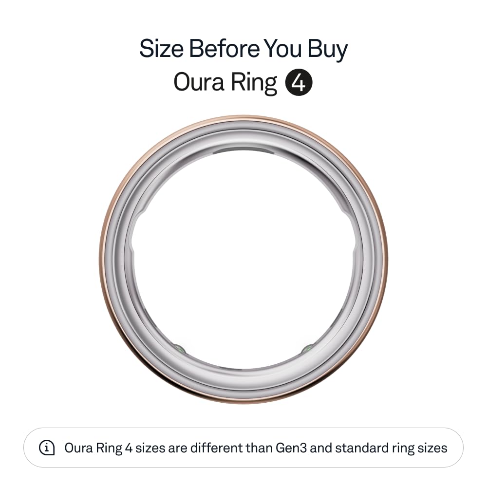 Oura Ring 4 - Rose Gold - Size 8 - Smart Ring - Size First with Oura Ring 4 Sizing Kit - Sleep Tracking Wearable - Heart Rate - Fitness Tracker - Up to 8 Days of Battery Life: Rose Gold 8