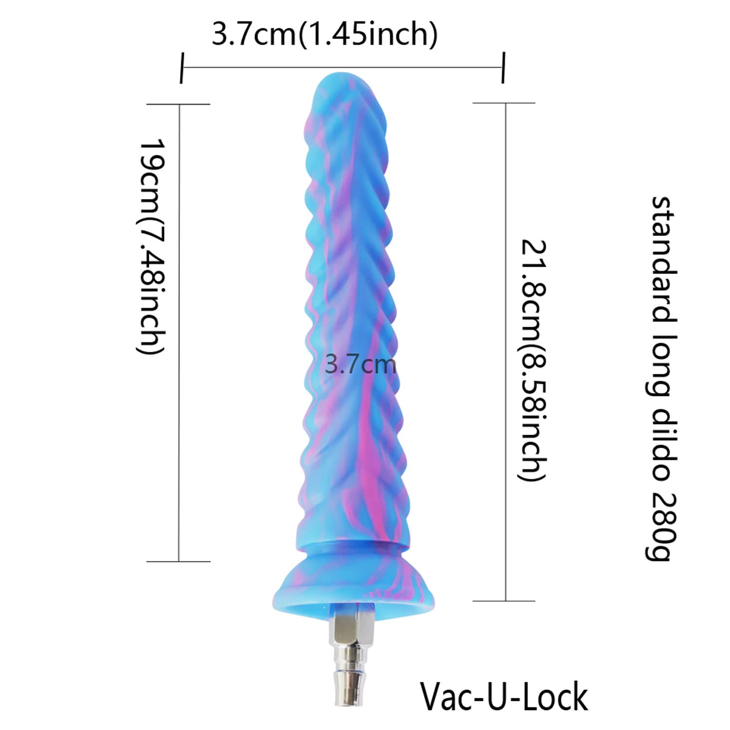 FREDORCH Realistic Silicone Dildo for Sex Machine Vac-U-Lock with Quick Air Connector Device User (Blue, 21.8cm/8.58nch)