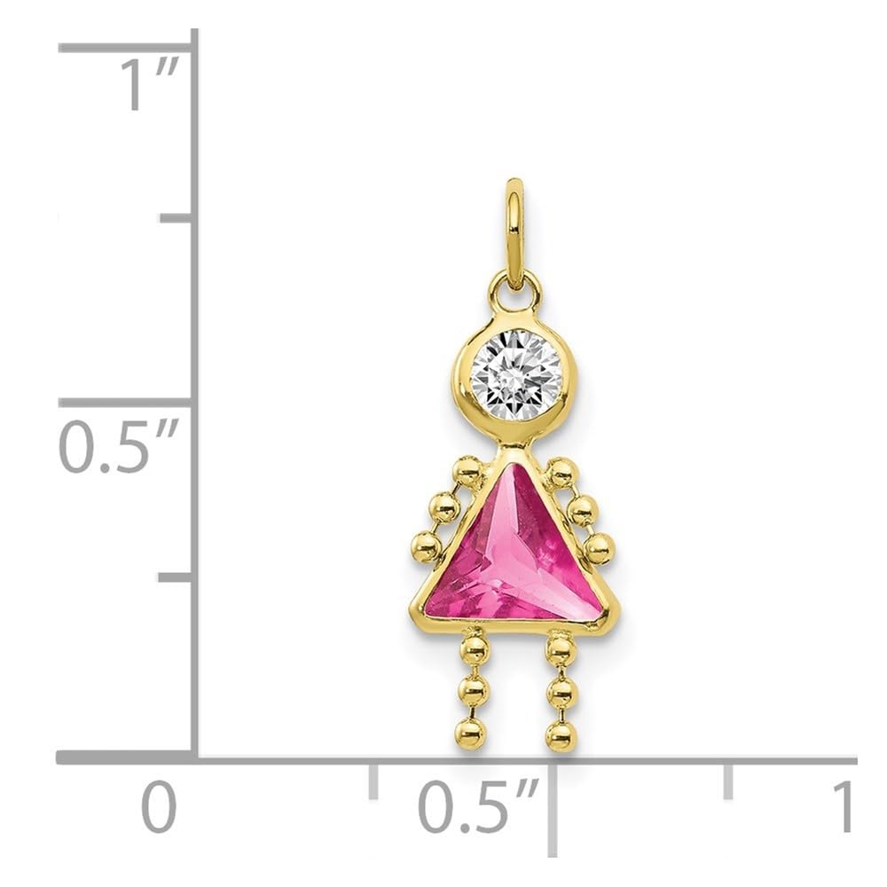 Auriga Fine Jewelry Solid 10K Yellow Gold 20mm Polished January to December Month Birthstone Charm for Pendant Necklace or Bracelet (L-20 mm/0.79 Inch, W-10 mm/ 0.39 Inch): October Birthstone