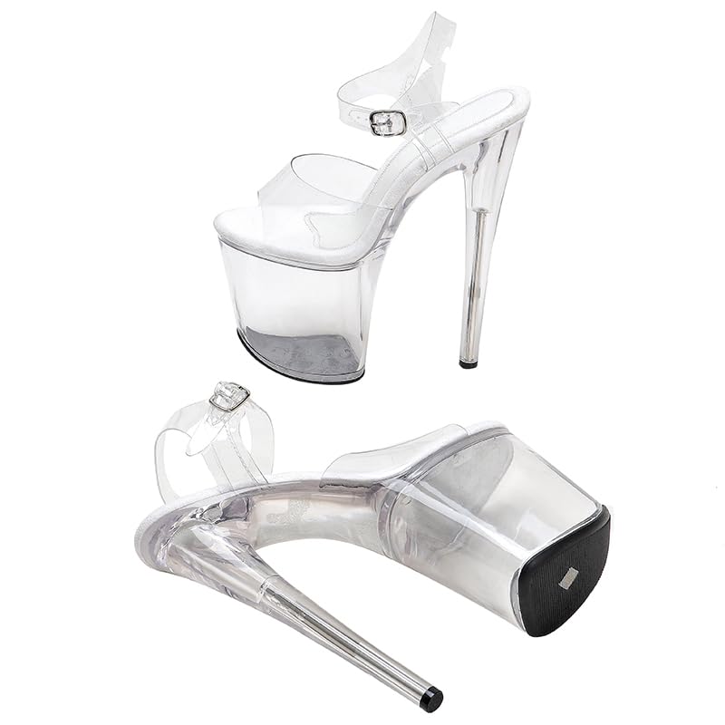 WUXIN H&P Women Stripper Heels Pole Dance Sandal 20CM 8 Inch Platform Fashion Stiletto Clear TPU 8 Inch Ankle-Strap Exotic Custom High Heel Round Toe Sexy model shoes