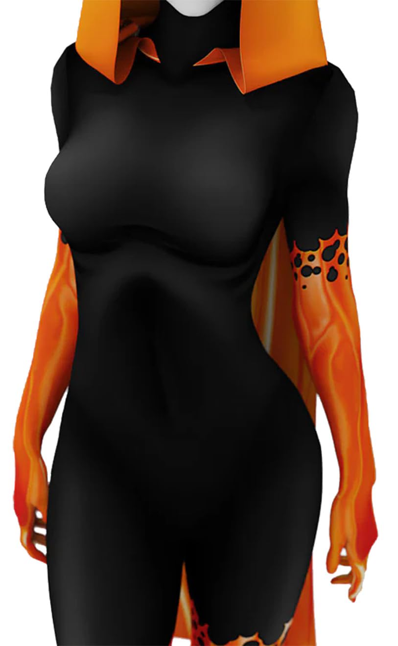 Yragemz Adult Phoenix Cosplay Jumpsuit robe Women Human Torch Costume Bodysuit Cape Cloack for Halloween