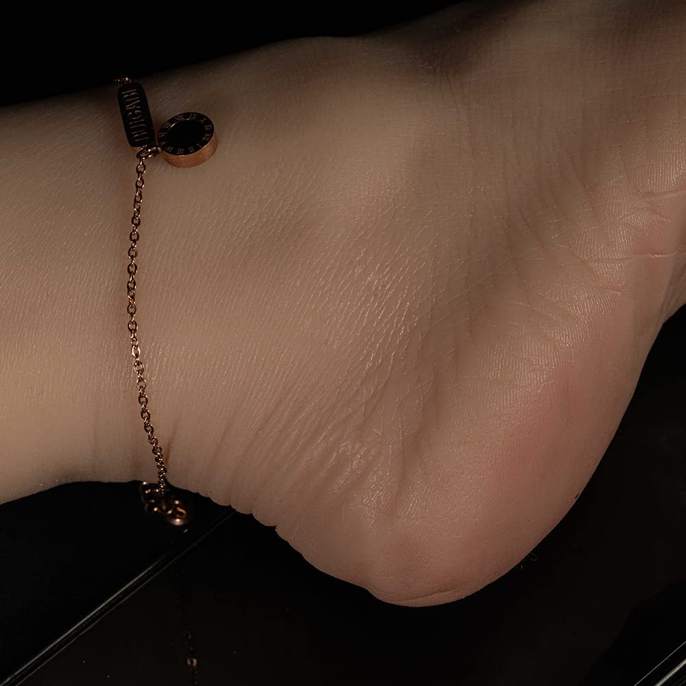 Zishine Silicone Female Foot Model, Silicone Feet Mannequin Built-in Bone, Wrinkles on Soles, Realistic Life-Size 1:1 Ballet Style: 3all Jointbonefixed