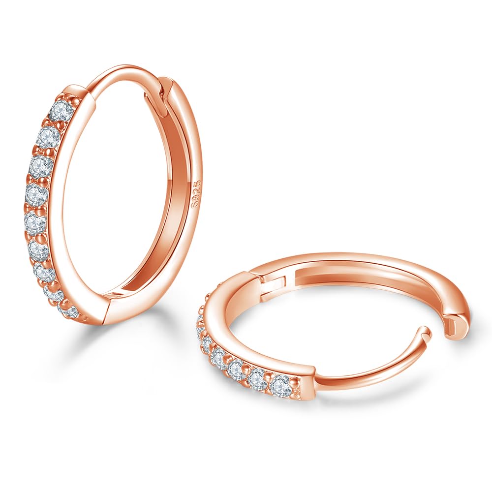 Dlihc Sterling Silver Hoop Earrings Sterling Silver Stud Earrings for Women 6 Pairs Hypoallergenic Tiny Cubic Zirconia Stud Set Cartilage Hoops