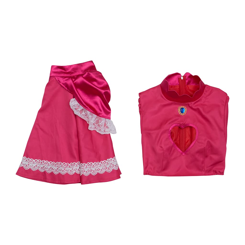 Willyacos Womens Super Brothers Princess Peach Costume Halloween Party Dress Sexy Pink Princess Dress Cosplay for Adult: 3X-Large Pink