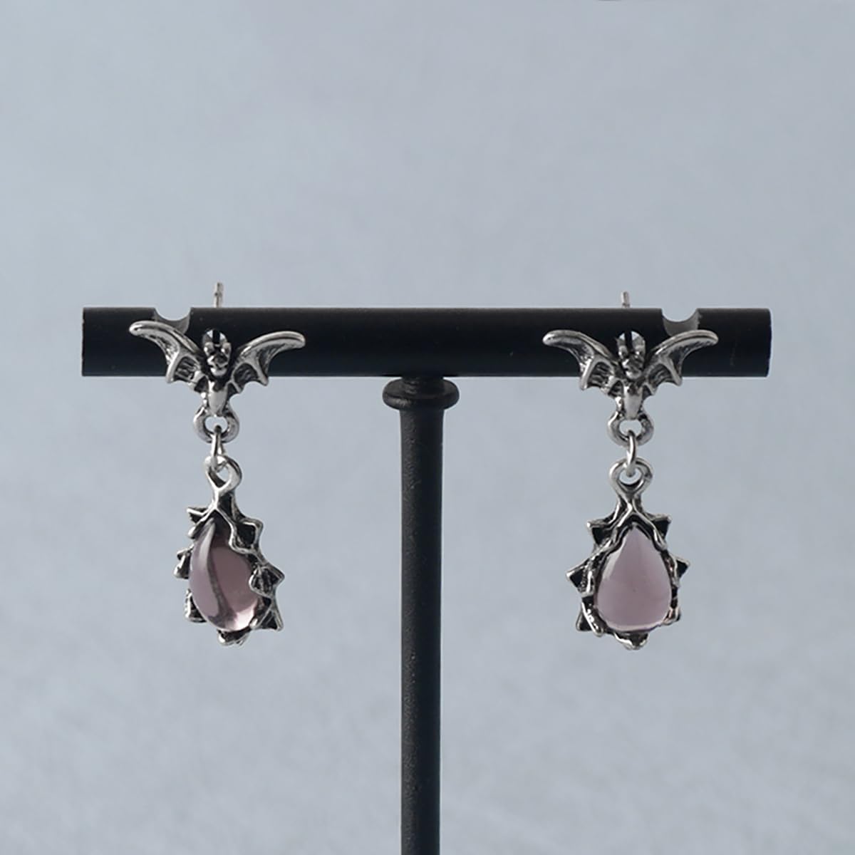 Gothic Dark Bat Zircon Earrings Vintage Red  Crystal Bat Dangle Drop Earrings Variety Gothic Vampire Bat Earrings Punk Rock Hip Hop Bat Animal Earrings Halloween Jewelry for Women and Men: Pink