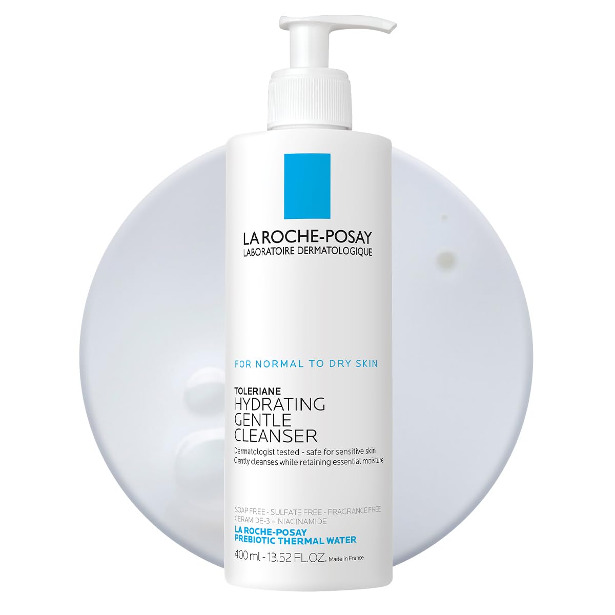 La Roche-Posay Toleriane Hydrating Gentle Face Cleanser, Hydrating Facial Cleanser With Niacinamide + Ceramides, Daily Face Wash For Dry Skin To Normal Skin, Sensitive Skin Tested, Fragrance Free: 13.52 Fl Oz (Bottle)