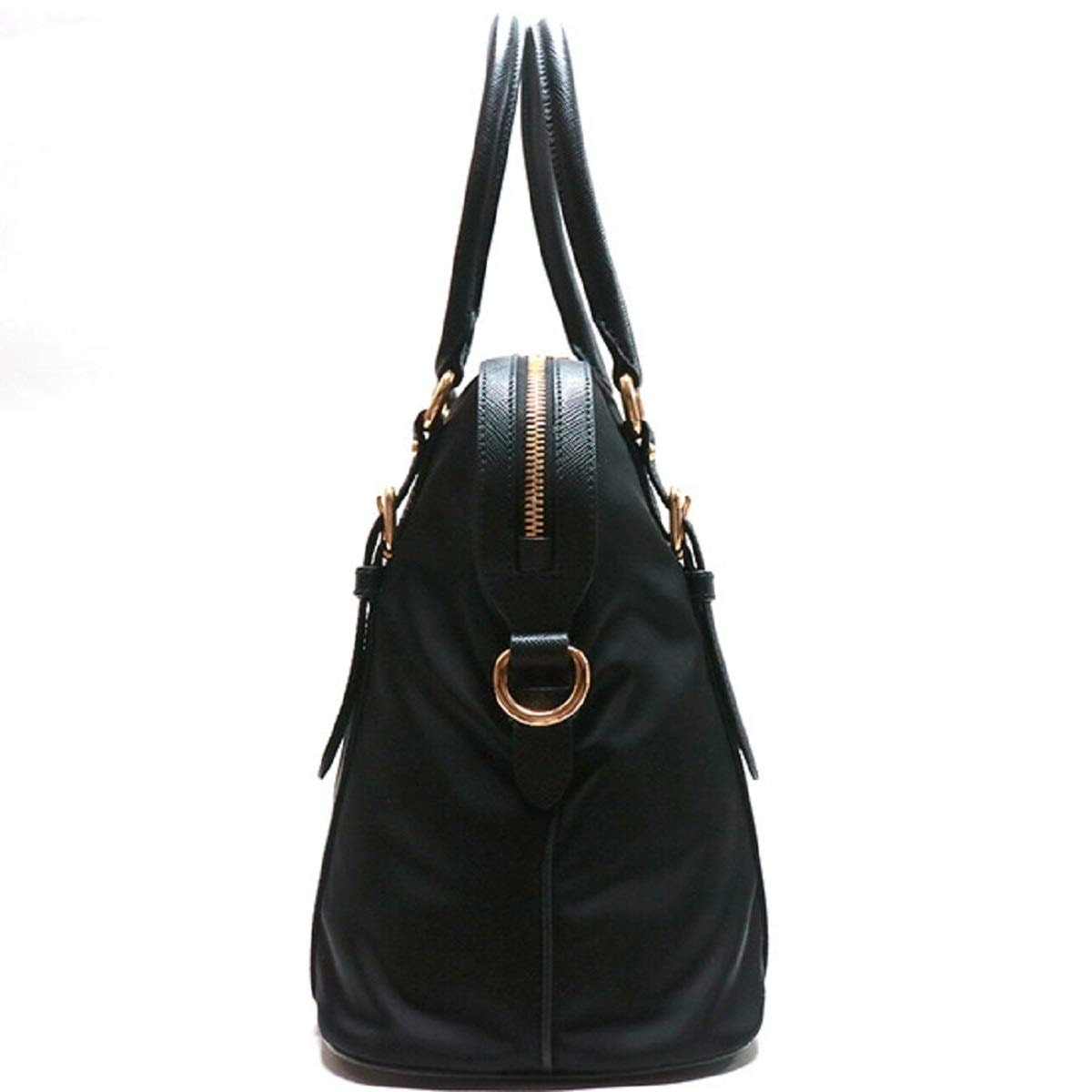 Prada Womens Tessuto Nylon Saffiano Leather Black Handbag 1BB013: Prada Womens Tessuto Nylon Saffiano Leather Black Handbag 1BB013