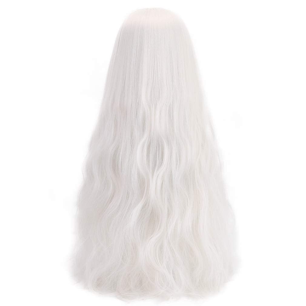 STYLER Long  Synthetic Wig with Bangs - Natural Long Wavy Cosplay Wigs for Women Halloween Christmas 30" (White)