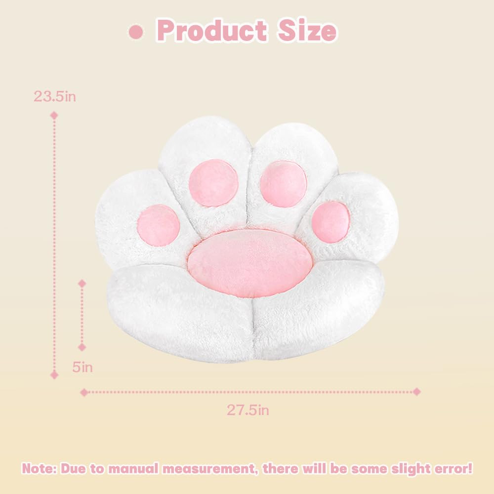 MOONBEEKI Cat Paw Cushion Chair Comfy Kawaii Plush Seat Cushions Shape Lazy Pillow for Gamer Chair 28"x 24" Cozy Floor Cute Seat Kawaii for Girl Worker Gift, Dining Room Bedroom Decorate Black: White 28 Inch