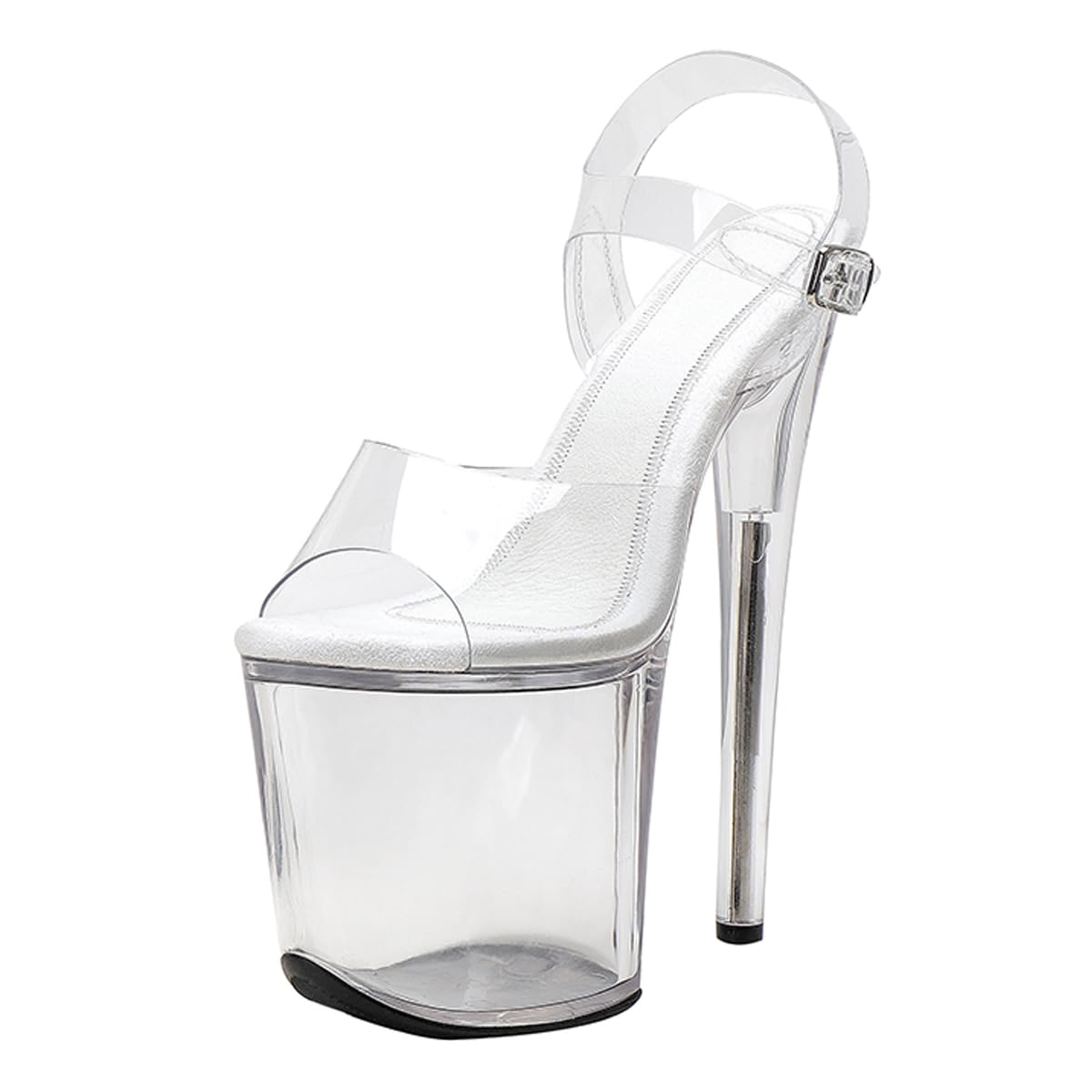 WUXIN H&P Women Stripper Heels Pole Dance Sandal 20CM 8 Inch Platform Fashion Stiletto Clear TPU 8 Inch Ankle-Strap Exotic Custom High Heel Round Toe Sexy model shoes