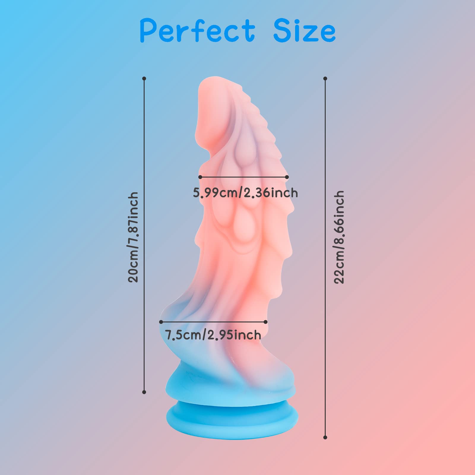 Jupupoxo Realistic Monster Dildo Sex Toys: 8.66 Inch Big Huge Anal Dildo with Strong Suction Cup for Hands-Off Play, Liquid Silicone Thick Dildos Adult Toys for Women or Men thumbnail 3