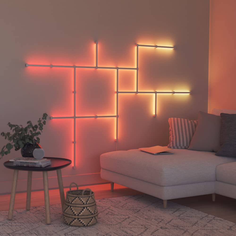 Nanoleaf Lines WiFi Smart RGBW 16M+ Color LED Dimmable Gaming and Home Decor Wall Lights Expansion Pack (3 LED Light Lines) (): 90 Degree Expansion (3 Pack)