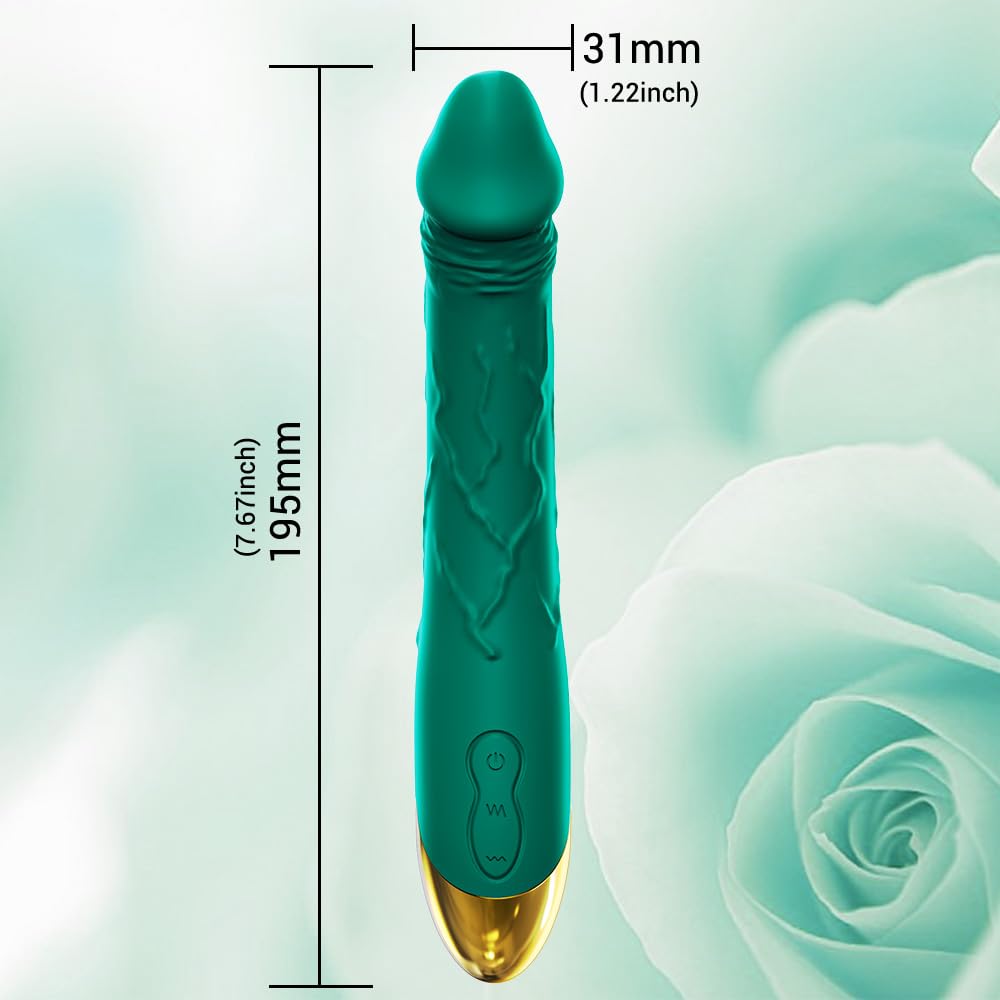7.6 Inch Realistic Dildo Vibrator for Women，10 Powerful Vibration Modes for Clitoral and G-spot Stimulation, Waterproof Rose Adult Sex Toys for Women and Couples: Green