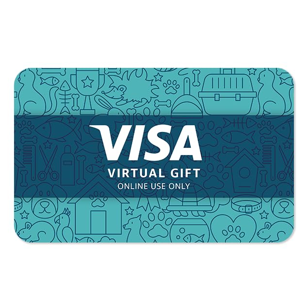 Visa Virtual $50 eGift Card (plus $4.95 Purchase Fee) - For Online Use Only: 50 Pet